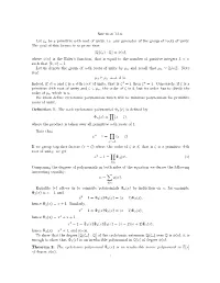 Section 13.6. Let Ζn Be a Primitive N-Th Root of Unity, I.E. Any Generator of the Group of Roots of Unity. the Goal of This