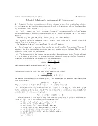 Selected Solutions to Assignment #1 (With Corrections)