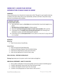 Swing Day 1 Lesson Plan Outline Introduction to Basic Dance & Swing