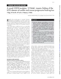 A Novel COCH Mutation, V104del, Impairs Folding of the LCCL Domain