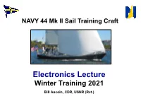 Electronics Lecture Winter Training 2021 Bill Aucoin, CDR, USNR (Ret.) Learning Objectives