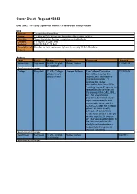 ENL 3XXX the Long Eighteenth Century: Themes and Interpretation
