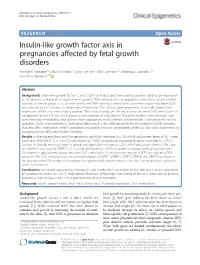 Insulin-Like Growth Factor Axis in Pregnancies Affected by Fetal Growth Disorders Aamod R