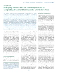 Managing Adverse Effects and Complications in Completing Treatment for Hepatitis C Virus Infection