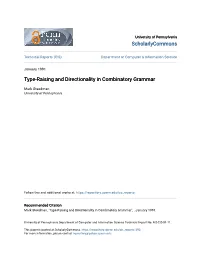 Type-Raising and Directionality in Combinatory Grammar