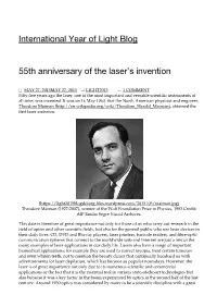 55Th Anniversary of the ...Onal Year of Light Blog Copia