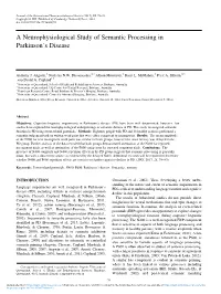 A Neurophysiological Study of Semantic Processing in Parkinson's