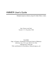 HMMER User's Guide