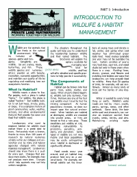 Introduction to Wildlife & Habitat Management