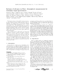 Isotopes of Nitrogen on Mars: Atmospheric Measurements by Curiosity’S Mass Spectrometer Michael H