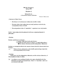Michael Devitt, a Naturalistic Defense of Realism