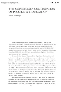 The Copenhagen Continuation of Prosper: a Translation