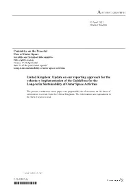 United Kingdom: Update on Our Reporting Approach for the Voluntary Implementation of the Guidelines for the Long-Term Sustainability of Outer Space Activities