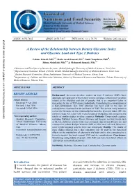 A Review of the Relationship Between Dietary Glycemic Index and Glycemic Load and Type 2 Diabetes