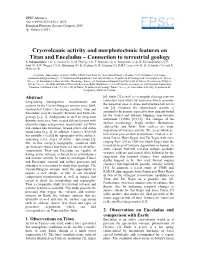 Cryovolcanic Activity and Morphotectonic Features on Titan and Enceladus – Connection to Terrestrial Geology A