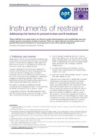 Instruments of Restraint Addressing Risk Factors to Prevent Torture and Ill-Treatment