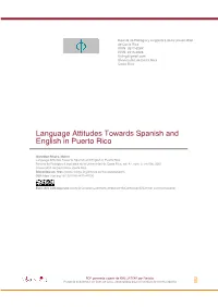 Language Attitudes Towards Spanish and English in Puerto Rico