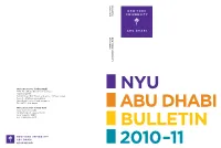 NYU Abu Dhabi Bulletin 2010-2011