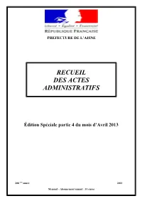 Recueil Des Actes Administratifs 2013 Avril Edit Sp 4 Intégral.Doc 1