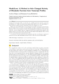 A Method to Infer Changed Activity of Metabolic Function from Transcript Proﬁles