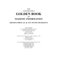 Golden Book of Masonic Information