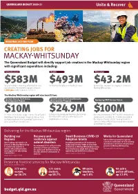 MACKAY-WHITSUNDAYCREATING JOBS on the Training in 2020–21 $17.5B Enhancing Frontline Services