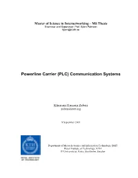 Powerline Carrier (PLC) Communication Systems
