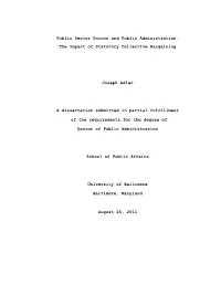 Public Sector Unions and Public Administration: the Impact of Statutory Collective Bargaining