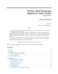 Python Web Developer Appliance Users Guide Release DRAFT