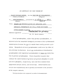 Redacted for Privacy Abstract Approved: Dr