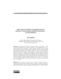 Related Statistics to Habitation in Transylvanian Basin During Neolithic – Latene Period