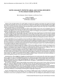 Water Availability, Protected Areas, and Natural Resources in The
