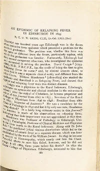 AN Epidemic of Relapsing Fever in EDINBURGH in 1843 by E