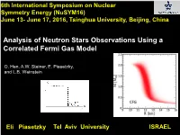 Analysis of Neutron Stars Observations Using a Correlated Fermi Gas Model Short-Range Correlations in N/Z Asymmetric Nuclei O