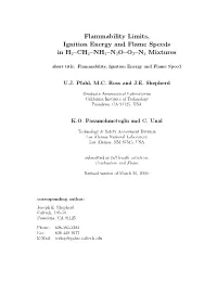 Flammability Limits, Ignition Energy and Flame Speeds in H2–CH4–NH3–N2O–O2–N2 Mixtures