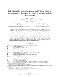 Full Flight-Envelope Simulation and Piloted Fidelity Assessment of a Business Jet Using a Model Stitching Architecture
