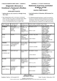 Statement of Persons Nominated and Notice of Poll