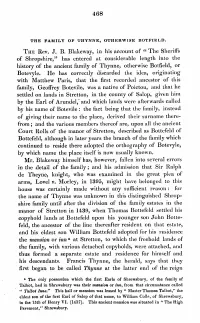 The Sheriffs of Shropshire," Has Entered at Considerable Length Into the History of the Ancient Family of Thynne, Otherwise Botfield, Or Botevyle
