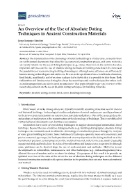 An Overview of the Use of Absolute Dating Techniques in Ancient Construction Materials