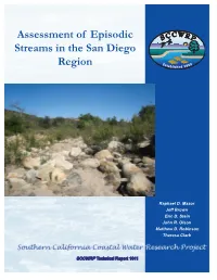 Assessment of Episodic Streams in the San Diego Region