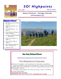 SO! Highpoints July 11, 2020 Year 22, Issue 1