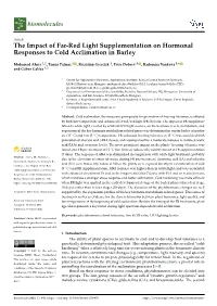 The Impact of Far-Red Light Supplementation on Hormonal Responses to Cold Acclimation in Barley