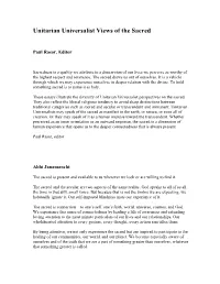 Unitarian Universalist Views of the Sacred