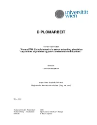 Vienna-PTM: Establishment of a Server Extending Simulation Capabilities of Proteins by Post-Translational Modiﬁcations“