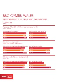 BBC CYMRU WALES Performance, Output and Expenditure 2009 - 10