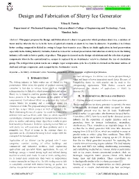 Design and Fabrication of Slurry Ice Generator