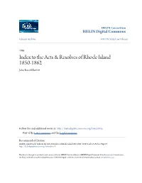 Index to the Acts & Resolves of Rhode Island 1850-1862