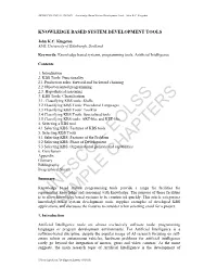 Knowledge Based System Development Tools - John K.C