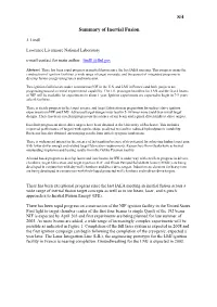 S/4 Summary of Inertial Fusion