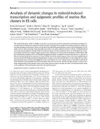 Analysis of Dynamic Changes in Retinoid-Induced Transcription and Epigenetic Profiles of Murine Hox Clusters in ES Cells